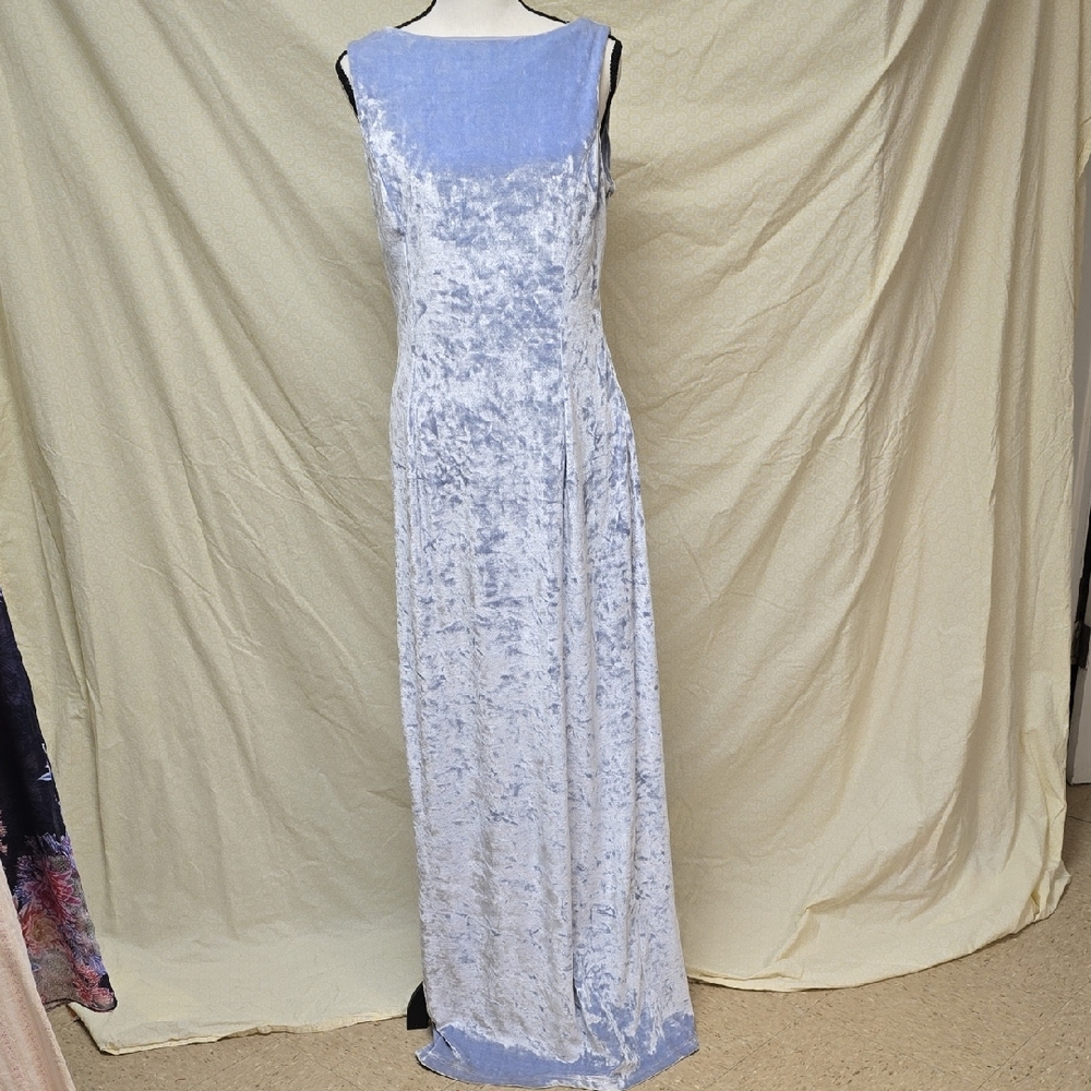 Chic Light Blue Velvet Maxi Dress